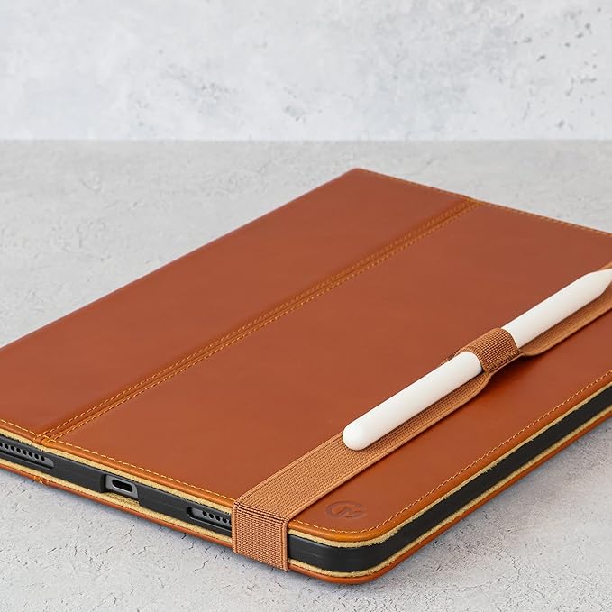 Casemade Real Leather Case Compatible with iPad 10.2” 7th/8th/9th Gen (2019/2020/2021) - Full-Grain Leather Cover, Auto Sleep/Wake, Dual Stand Position (Tan)