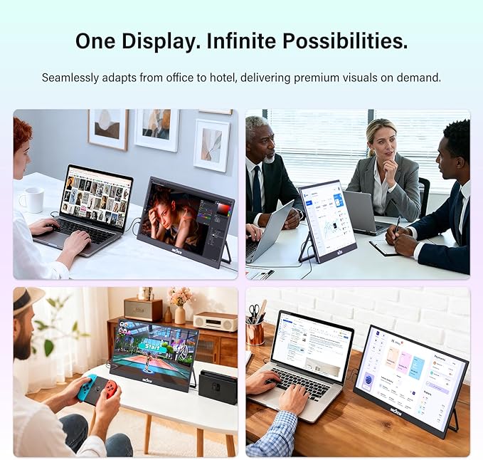 InnoView 4K Portable Monitor 18.5" 3840x2160 UHD USB-C HDMI for Laptop, 400 nits IPS Computer Gaming Display HDR Travel Monitor with W/180°Adjustable Stand for Desktop Mac Phones Tablet PS5/4 Switch