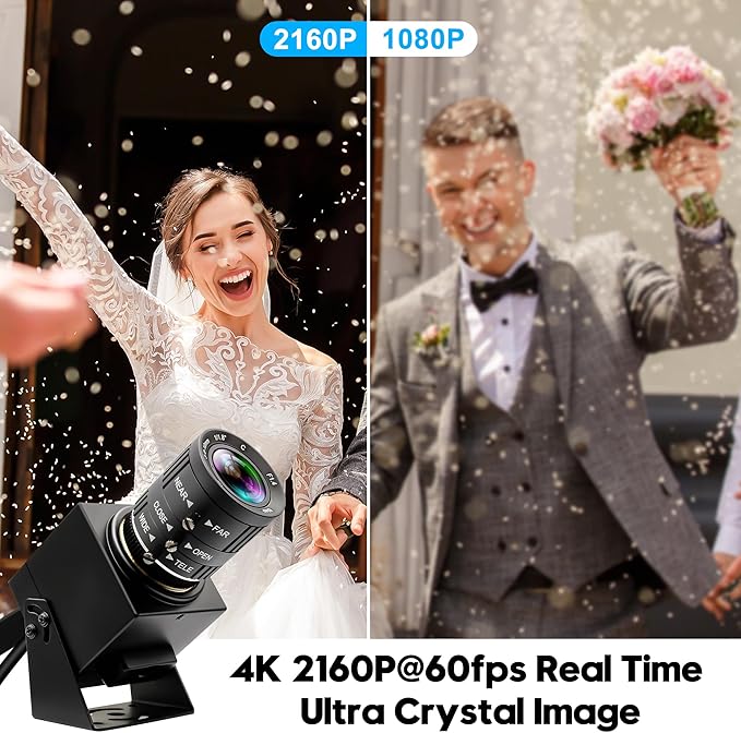 60fps HDMI USB Camera 4K High Speed USB3.0 HDMI Simultaneous Output PC Webcam 3.6-10mm 3X Manual Zoom Lens Close up Camera for Computer TV Projector Monitor Industrial Application