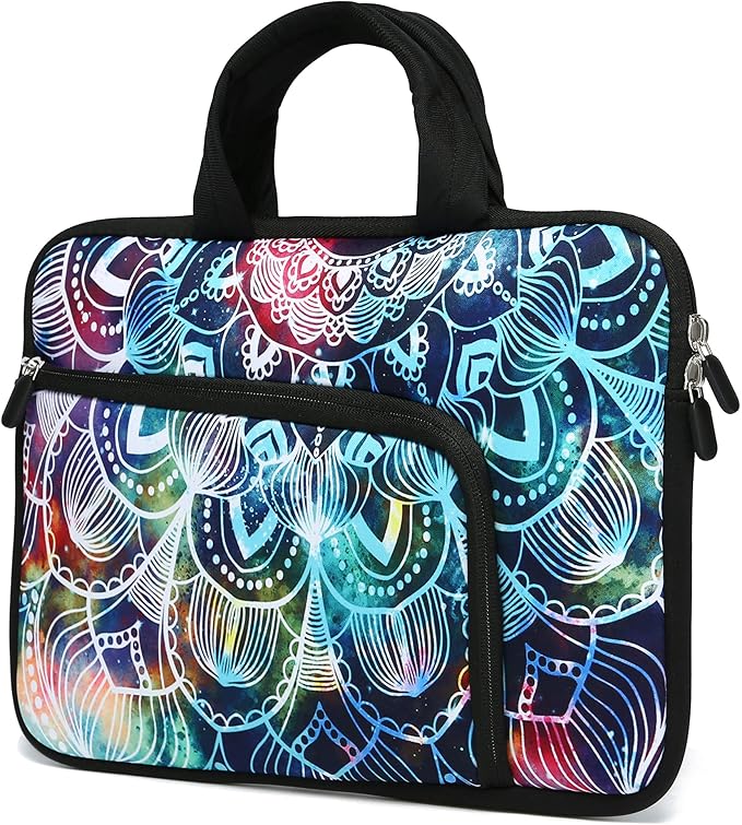 14 15 15.4 15.6 inch Laptop Handle Bag Computer Protect Case Pouch Holder Notebook Sleeve Neoprene Cover Soft Carrying Case with Extra Pockets for Dell Lenovo Toshiba HP Chromebook ASUS Acer(Mandala)