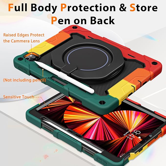 ROISKIN for iPad Air 11 inch M4/M3/M2 Case, iPad Pro 11 inch 4th/3rd/2nd/1st Generation,iPad Air 5th/4th 10.9 inch Case,Heavy Duty Shockproof with 360 Stand Handle Shoulder Strap Pen Holder for Kids