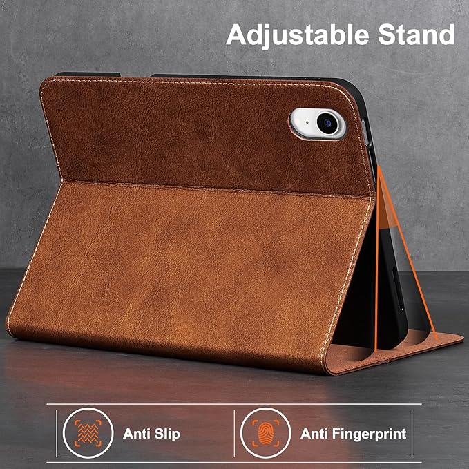 Gexmil Premium Leather Case for iPad mini 7 (A17 Pro) 2024 / iPad mini 6 Generation 2021 8.3 Inch,Pencil Holder, Magnetic Closure,Shockproof Cowhide Cover,Adjustable Stand,Vegetable Tanned Brown