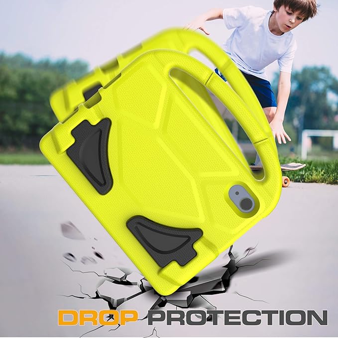 Kids Case for iPad mini 7 (A17 Pro) 2024/ Mini 6 2021, iPad mini 7th/6th Generation Case with Screen Protector - Shockproof with Handle Stand Protective Cover for iPad 8.3 Inch, Yellow