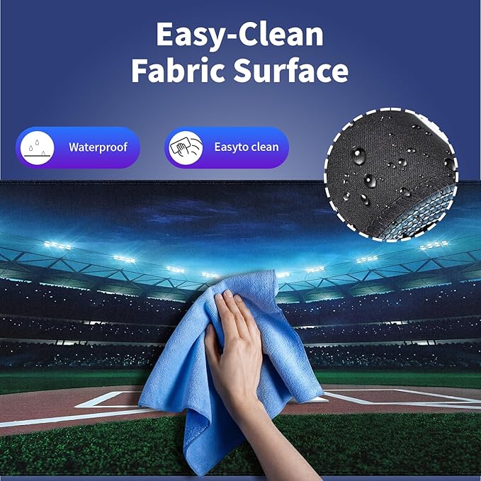 Extra Large Gaming & Office Mouse Pad (31.5" x 11.8") with Durable Stitched Edges – Professional Baseball Field at Night Vibrant Playground Stadium League Theme Print, Anti-Slip XXL Desk Mat