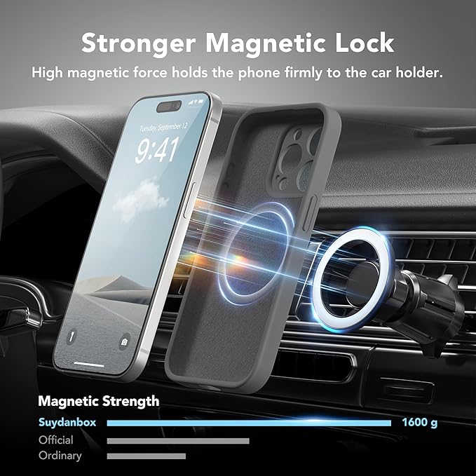 Magnetic for iPhone 14 Pro Max Case, Compatible with MagSafe, [Full Camera Protection][Screen Protector] Silicone Shockproof Protective Phone Case for iPhone 14 Pro Max 6.7", Dark Gray
