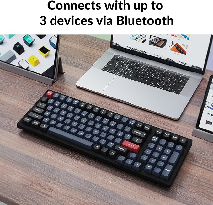Keychron K4 Pro Custom Wireless Mechanical Keyboard, 100 Keys Hot-swappable QMK/VIA Programmable Macro with K Pro Silent Red Switch RGB Backlit Compatible with Mac Windows Linux - Black