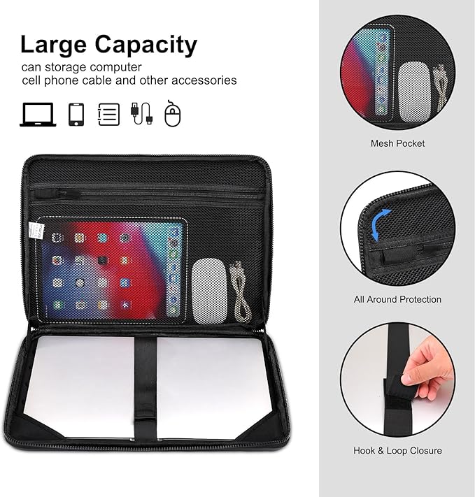 MOSISO 15-15.6 inch Hard Shell Laptop Sleeve Shoulder Bag, Waterproof Shockproof Protective Symmetrical Trapezoid EVA Computer Bag Carrying Case Compatible with MacBook Pro 16, HP, Dell Notebook,Black