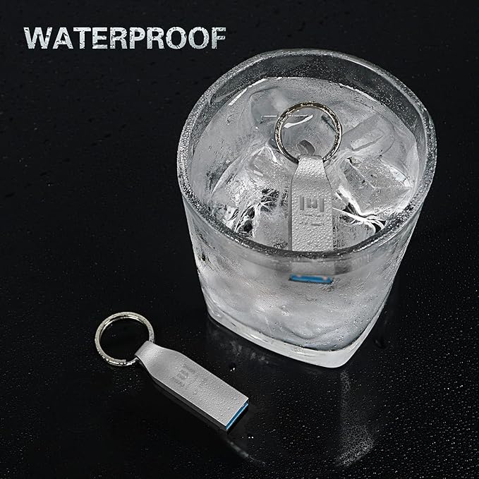 MOSDART 32GB Waterproof USB3.0 Flash Drive, Speed Up to 90MB/S, FAT32 Metal Memory Stick with Keychain, for System Back, Data Storage, Silver