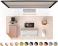 RENMTURE Dual-Sided Mouse Pad, Natural Cork & PU Leather Large Desk Pad for Office and Home Work, Desk Protector Non-Slip, Waterproof, Easy Clean (Apricot, 32"x16")