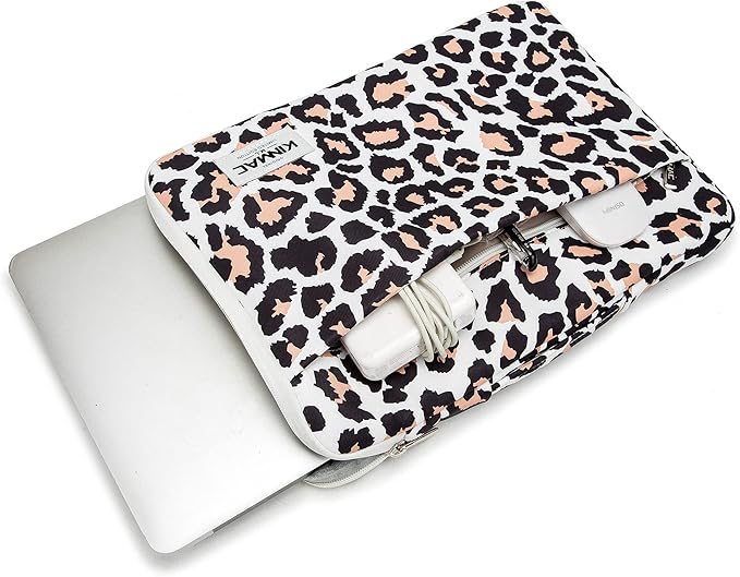 Kinmac 360° Protective Laptop Sleeve Case Bag Cover with Handle for MacBook Pro 16 inch,16 inch HP,Lenovo,Dell,ASUS,Acer Ultrabook and Business Laptop (Leopard-Pink)