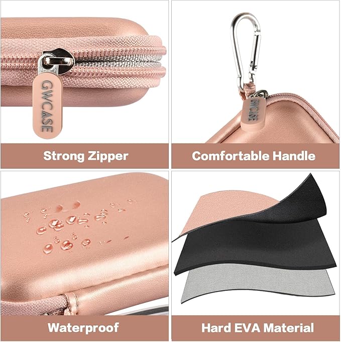 GWCASE Hard Case for SanDisk Extreme Portable SSD 1TB 2TB 4TB 8TB 500GB, External for Solid State Drive Travel Carrying Holder with Mesh Pocket for USB Cables & SD Cards (Bag Only)-Pink