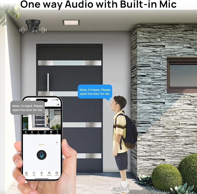 5MP PoE Camera,Smart Human/Vehicle Detection IP Camera,Built-in Mic,2.8mm Lens 105°Wide Angle Vision POE Security Camera,98ft IR Night Vision, 24/7 Recording,IP67 Waterproof, NDAA Compliant (Black)