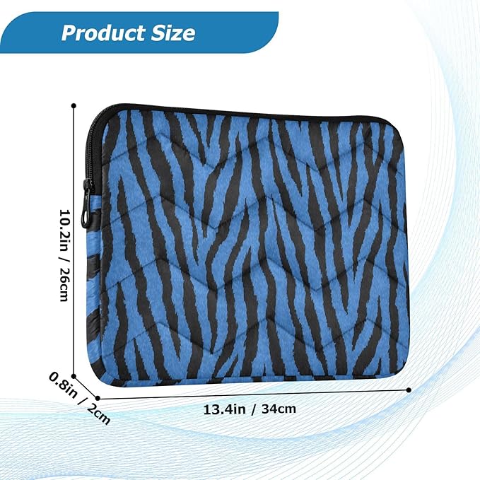 Laptop Case Sleeve, Blue Tiger Black Animal Print Shockproof Protective Computer Carrying Cover, Briefcase Handbags 13-13.3inch Laptop Sleeve Bag