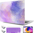 TWOLSKOO for MacBook Air 13.3 inch Case 2021 2020 2019 2018 Release M1 A2337 A2179 A1932 with Touch ID, Plastic Hard Shell Case & Keyboard Cover & Type C Adapter, Lavender Liquid Marble