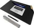 Chihein 32" x 20" Desk Mat with Cork & PU Leather, Dual Sided Desk Pad, Waterproof Computer Desk Mat for Gaming, Office, Home (Black)