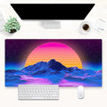 Retro Neon Fantasy Mouse Pad Desk Mat XXL Large 31.5x15.7in Gaming Keyboard & Mouse Pad Nostalgic Digital Art Office Desk Decor