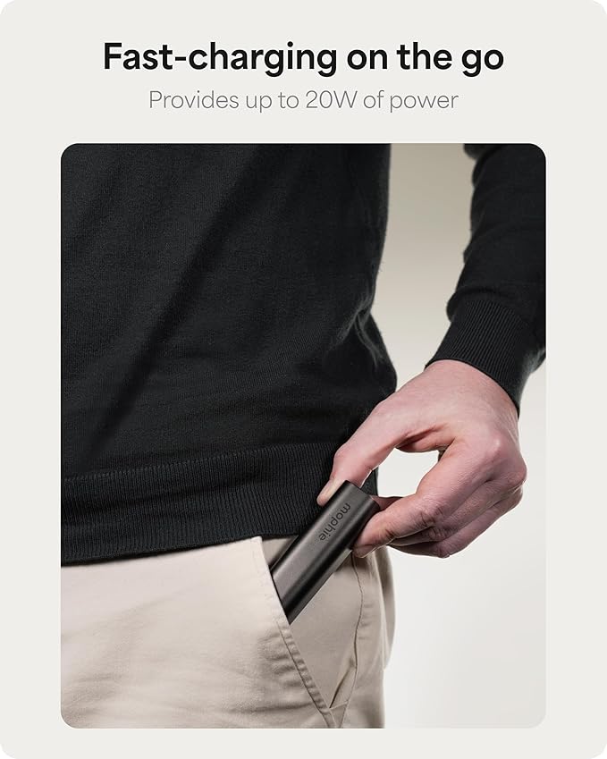 Mophie Powerstation Fast 5,000mAh Power Bank |Portable | 20W, Single-Device