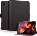 Genuine Leather Case for iPad Pro 12.9 inch 6th/5th/4th/3rd Generation 2022/2021/2020/2018 | with Pencil Holder and Adjustable Stand, Magnetic Closure, Auto Wake/Sleep Cover | Dark Brown
