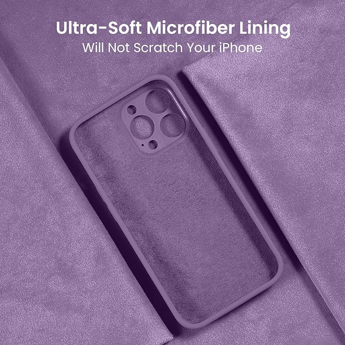 FireNova Designed for iPhone 16 Pro Case, Silicone Upgraded [Camera Protection] Phone Case, Soft Anti-Scratch Microfiber Lining Inside, 2024, Light Purple