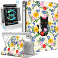 Uppuppy for iPad Pro M4/M5 Case 13 inch - 360 Degree Rotating Stand Folio Smart Cover with Pencil Holder for Women Girls, Cat and Flowers for iPad Pro 13 inch Case 2024 M4/2025 M5