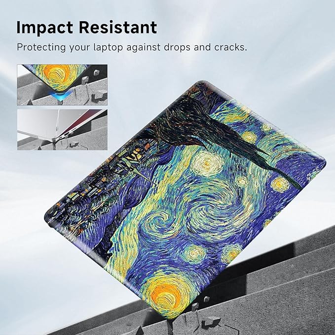 Funut for MacBook Air 13 inch M5 2026 2025-2022 M4 M3 M2 A3449 A3240 A3113 A2681, Plastic Laptop Hard Shell Case & Keyboard Cover for M2 M3 M4 M5 MacBook Air 13 inch, Van Gogh Starry Sky