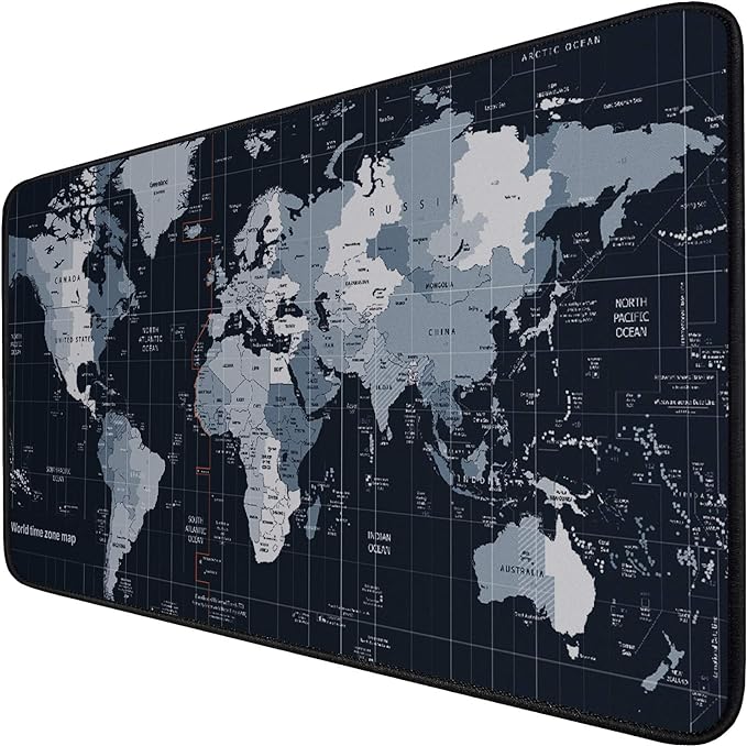 Gaming Mouse Pad, Large Extended Desk Mouse Pad, Non-Slip Spill-Resistant Mousepad with Special-Textured Surface, Anti-Fray Stitched Edges for Esports Pros Gamer Office - Map