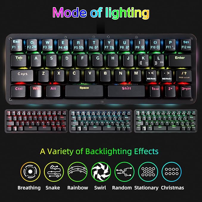 Koolertron 42-Key 40% Macaro Gaming Keyboard - Compact RGB Backlit Mechanical Keypad, Hot-Swappable USB-C Programmable Mini Keyboard for PC/Mac Gamers (Fully Customizable)