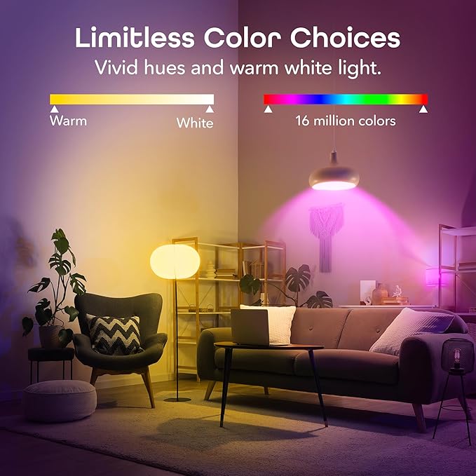 Geeni Prisma Smart Light Bulbs 2-Pack, Color Changing RGBW LED, A19, 800 Lumens, 60W Equivalent, Dimmable, 2700K, Works with Alexa & Google Home