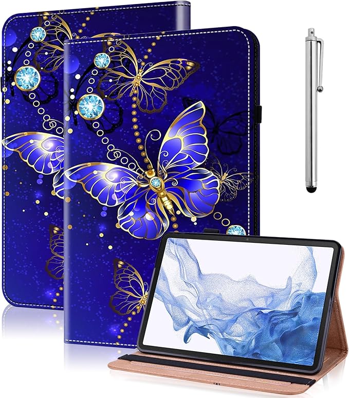Case for iPad mini 5 (2019)/ iPad mini 4 / iPad mini 3/2/1 Case,PU Leather Flip Stand Card Slots Shockproof Cover with Pencil Holder - Diamond Butterfly