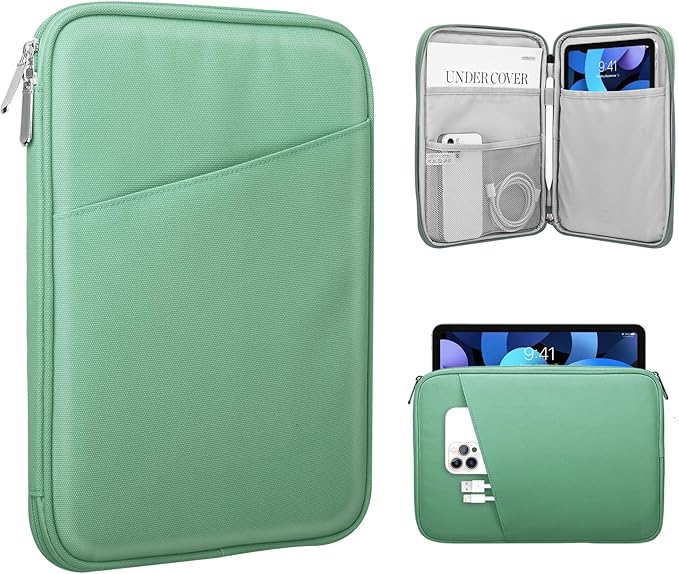 TiMOVO 9-11" Tablet Sleeve Bag for iPad 11-inch A16 2025, iPad 10.9"/10.2"| Air 11 Inch/5th/4th Gen. 10.9", Galaxy Tab A9+/A11Plus 11", Protective Bag with Pocket, Bodhi Green