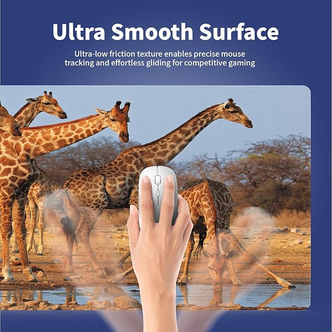 Extra Large Gaming & Office Mouse Pad (31.5" x 11.8") – A Group of South African Giraffes at a Waterhole, Premium XXL Desk Mat with Durable Stitched Edges & Smooth Surface & Anti-Slip Base
