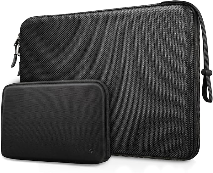 FINPAC Hard Laptop Sleeve with Accessory Pouch Compatible with 15.3 inch MacBook Air M5/M4/M3/M2 (2026-2023), 16.2 inch MacBook Pro M5/M4/M3/M2 Pro/Max, Waterproof Case for Surface Laptop/Book, Black