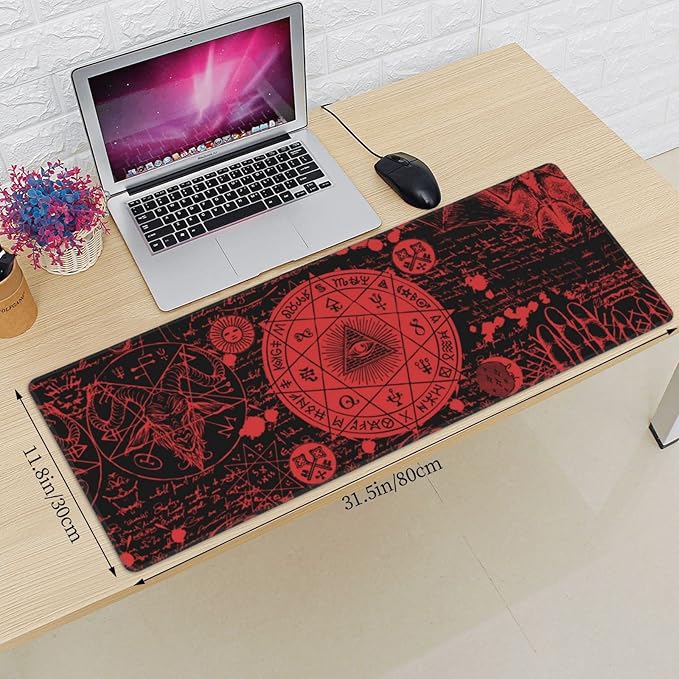 Vintage Mystic Goth Witchy Mouse Pad Extended Large Gaming Mouse Pad XL Oversized Desk Pad Stitched Edges 31.5 X 11.8 Inch