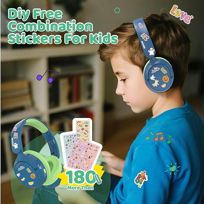Kids Bluetooth Headphones Active Noise Cancelling,68H Play Time,Lightweight Wireless Foldable Over-Ear Headphone for Kid Toddler,Volume Limited 85/94dB,Headsets with Built-in Mic Blue