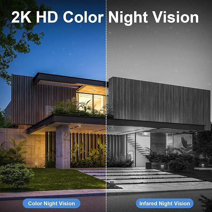 HOSAFE.COM Home Security Cameras Wireless Outdoor, 2K Outdoor Camera Wireless WiFi, 360 Camera Solar Powered, PTZ, PIR Sensor, Free Cloud Storage(Need Apply), 2-Way Talk, IP66 Waterproof, 2 Pack