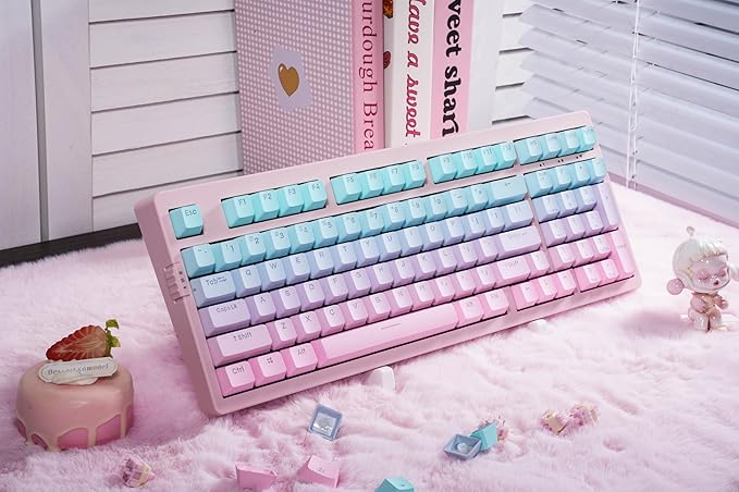 ZORNHER ZH980 Mechanical Keyboard,95% Pink & Blue Creamy Keyboard with Number Pad,Gaming Keyboard Full Size,Shine Through PBT Keycaps,Creamy Sounding Linear Switches