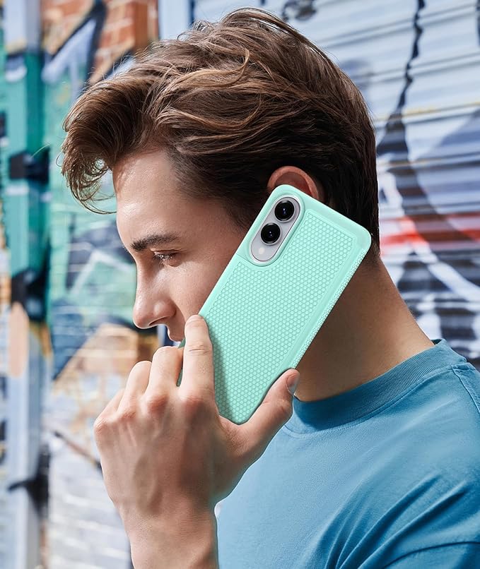 FNTCASE for Samsung Galaxy S25-Edge Case: Lightweight Cell Phone Cover Military Grade Drop Protection with Non Slip Textured Back | Rugged Shockproof Protective Bumper Cases(Mint Green)