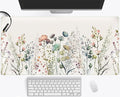 Floral Desk Mat Beige Boho Desk Pad, Large Extend Mouse Pad XXL, Cute Minimalist Flowers Keyboard Mat, Esthetics Desktop Mat Laptop Wireless Mouse Mat for Desk, Gift for Women 31.5"x15.75"