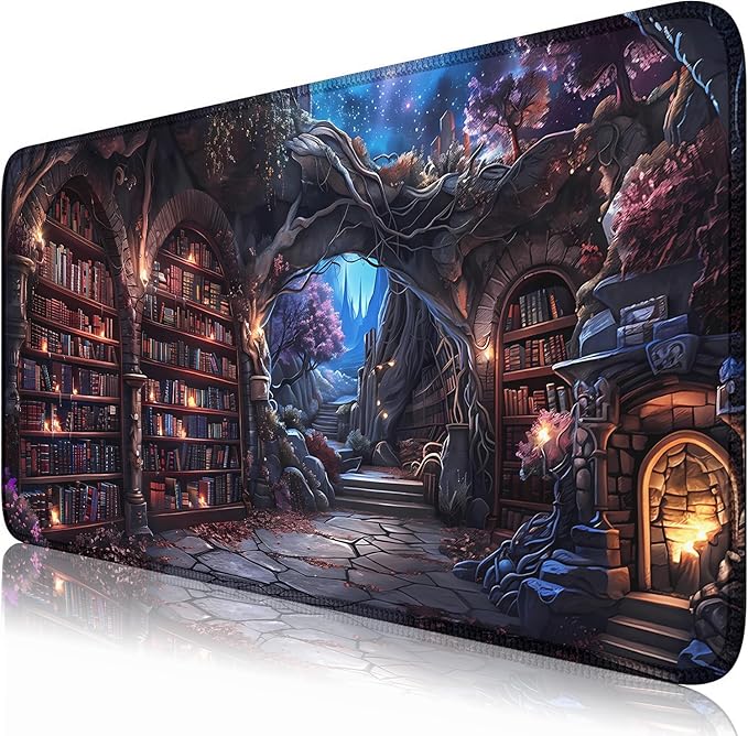 Dark Academia Desk Pad Library Desk Mat Witchy Mousepad XXL Large Gaming Mouse Mat for Office,Computer,Keyboard,Laptop and Home Desk Pad 31.5 X 15.7inch