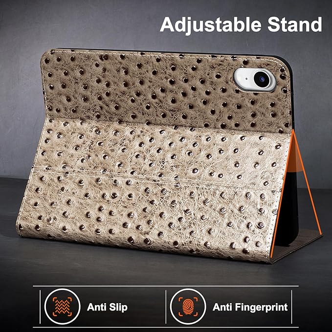Gexmil Leather Case for iPad mini 7 (A17 Pro) 2024 / iPad mini 6 Generation 2021 8.3 Inch,Premium Cowhide Cover with Adjustable Stand, Auto Wake/Sleep,Khaki