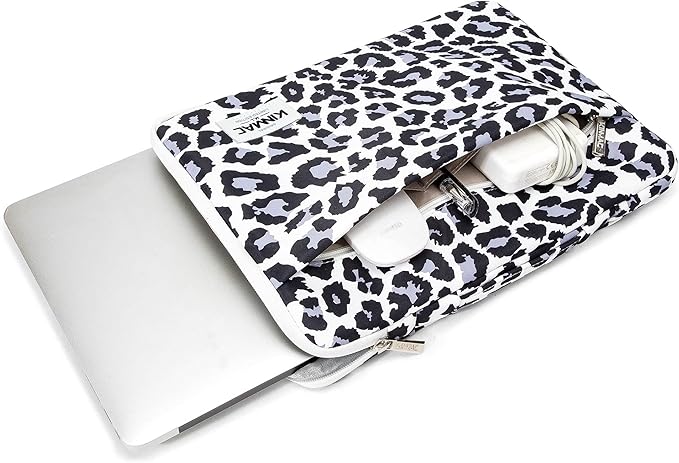 Kinmac 360 Degree Protective Laptop Sleeve Case Bag with Handle for MacBook Air 15 inch and 15 inch-15.6 inch HP Lenovo Dell ASUS Acer Notebook Computer (Leopard)