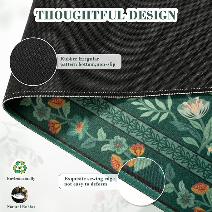 iCasso Desk Mat for Keyboard and Mouse, Large Mouse Pad, Desk Pad Mat, Anti-Slip Big Mousepad with Stitched Edges for Computer Desktop(Deep Green)