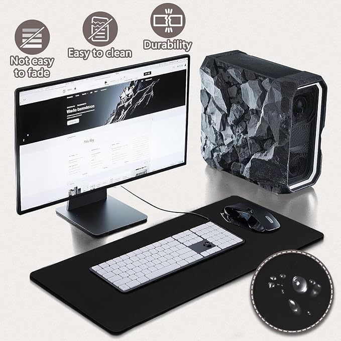 Mouse Pad Gaming - Desk Mat for Keyboard and Mouse - Black Large Mouse Pad for Desk, Mousepad (31.5 x 11.8inch) with Non-Slip Base, Desks Pad Mat for Gaming, Office and Home