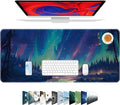 Galdas Mouse Pad for Gaming,Aurora Background Pattern XXL XL Large Mouse Mat Long Extended Mousepad Desk Mat Non-Slip Rubber Mice Pads Stitched Edges Thin (31.5 x 11.8 x 0.12 Inches)