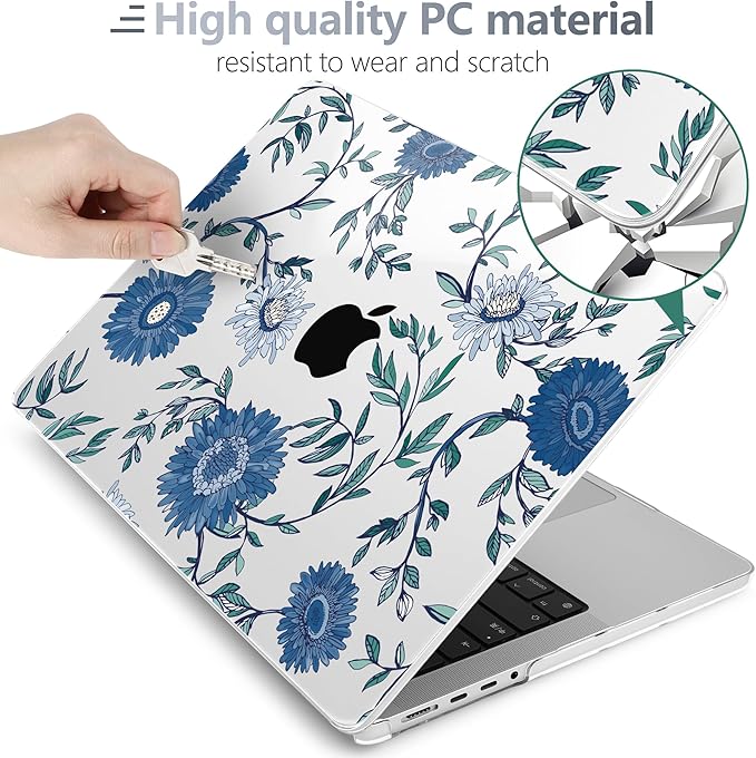 Batianda for MacBook Pro 14 Inch Case 2026-2021 Release M5 M4 M3 M2 M1 Pro/Max, 1.2mm Slim Graphic Hard Shell Cover with Keyboard Cover, Screen Protector 4-in-1 Bundle, Florals