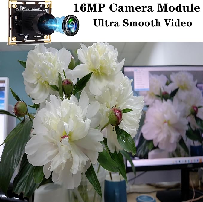 16MP 4K USB Camera with 170 Wide Angle Lens - 3496P Tiny Embedded Camera Board for Industrial, Machine, OpenCV, UVC, Video, Raspberry Pi, Jetson Nano