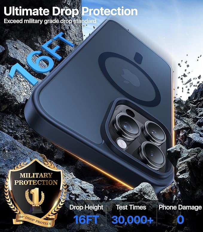 Magnetic for iPhone 12 Pro Max Case, [Compatible with MagSafe][Military-Grade Drop Protection][Anti-Yellowing]Shockproof Translucent Matte Cover for iPhone 12 Pro Max Phone Case,Midnight Blue