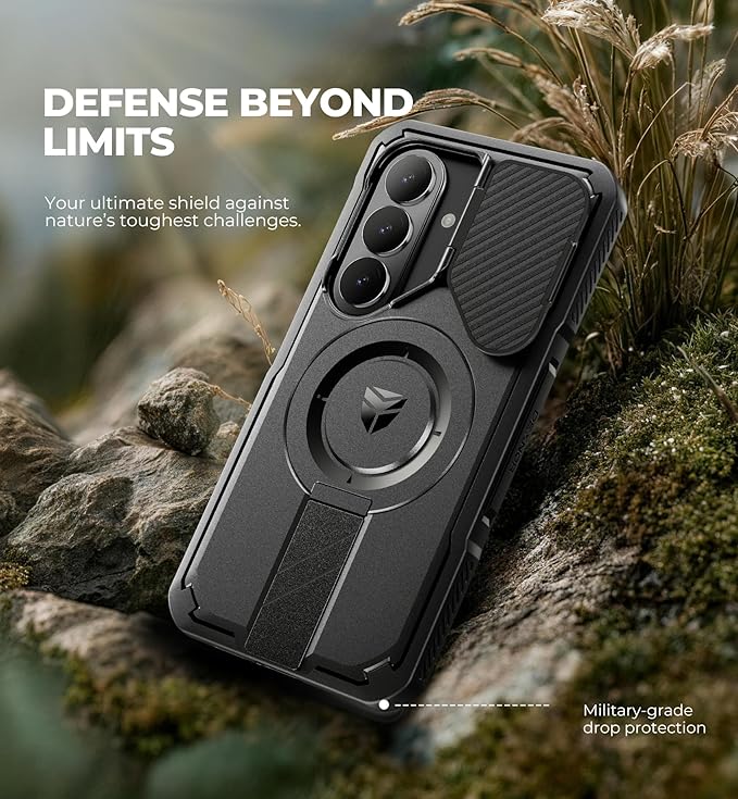 Dexnor for Samsung Galaxy S26 Case with Camera Cover & Adjustable Kickstand & Screen Protector, Compatible with MagSafe, Rugged Shockproof Bumper Cases Magnetic Protective Cover(2026),6.3" Black