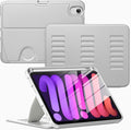 VIKESI Case for iPad mini 7 (A17 Pro) and iPad mini 6,Multiple Angles Magnetic Stand Cover,Shockproof Soft Back,Pencil Holder,and Auto Sleep/Wake,Gray