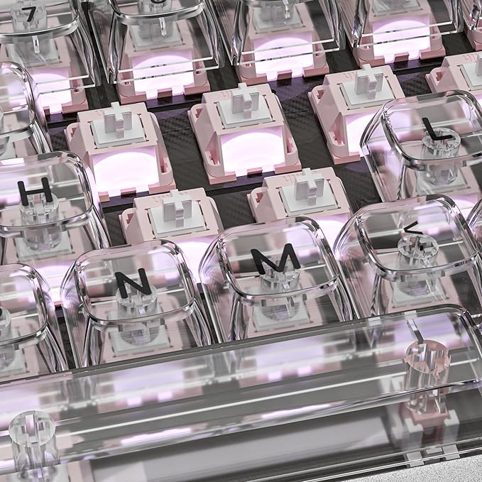 DRAOZA Kailh Butterfly Pink Keyboard Switches,Full POM Pre-lubed Linear RGB LED 5 Pin Switches for MX Mechanical Keyboard(108PCS)